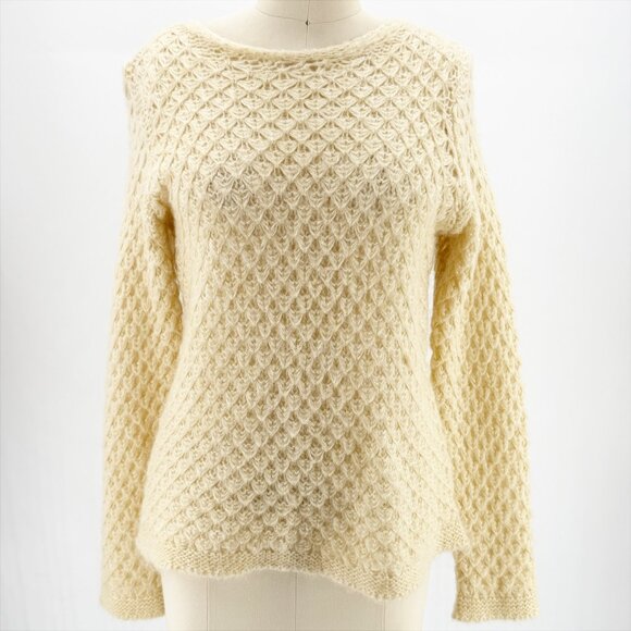 Anthropologie Sweaters - Anthropologie Elsamanda Italy Ivory Knit Chunky Wool Blend Sweater L